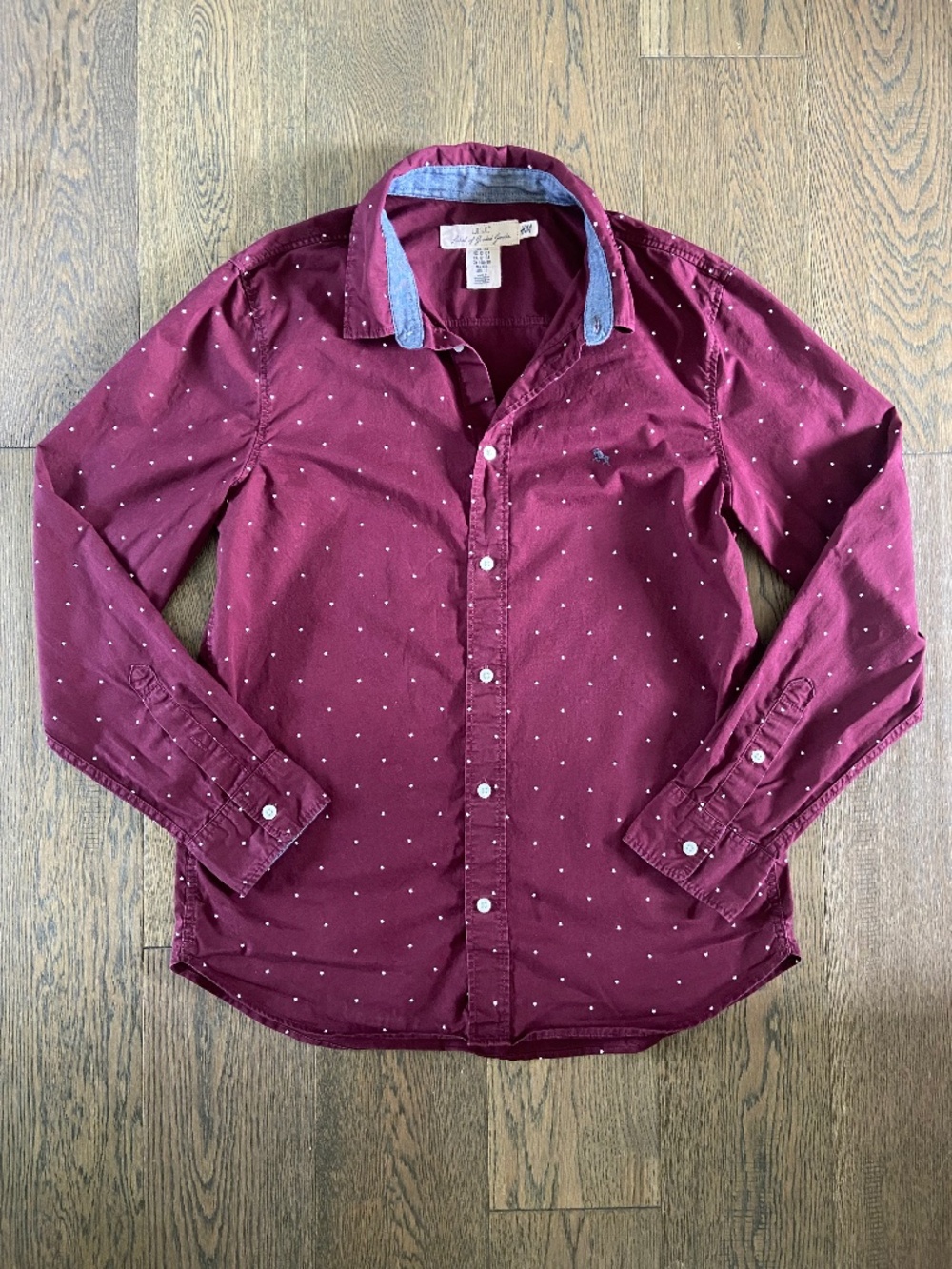 H&M Boys Star Print Long Sleeve Button-Down Shirt 12-13 years